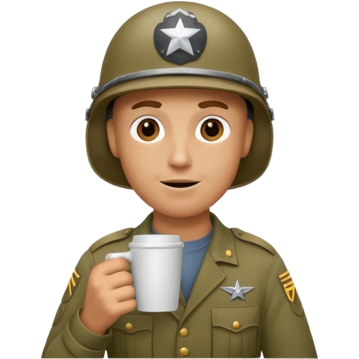 Une Tassae de cafe soldat americain ww2 anthropomorphe  emoji