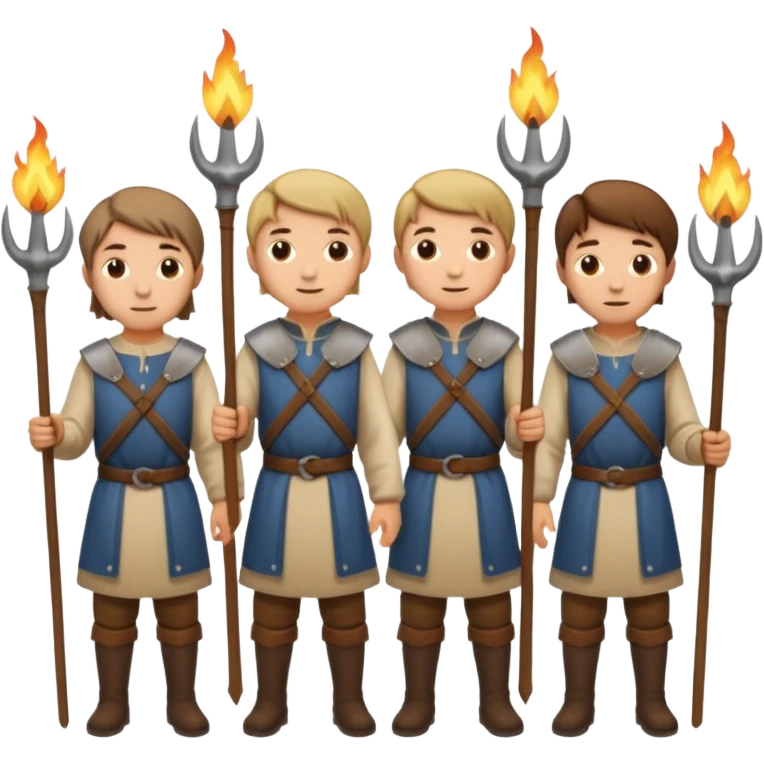 les villagois avec des fourches et des torches sapé en moyen age emoji