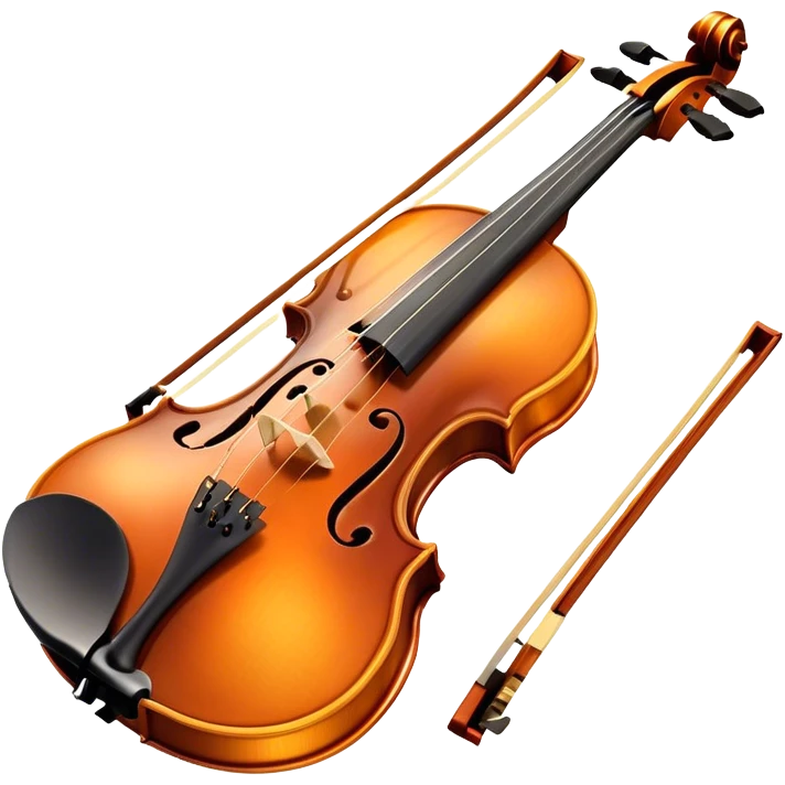 Cinematic Realistic Violin, rich polished wood with delicate curves, taut strings reflecting warm golden light, fine dust particles catching the glow, intricate f-holes adding elegance, glowing with an air of timeless beauty and musical soul. emoji