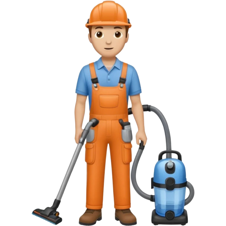 técnico de limpieza hombre sujetando la boquilla de una aspiradora de agua emoji