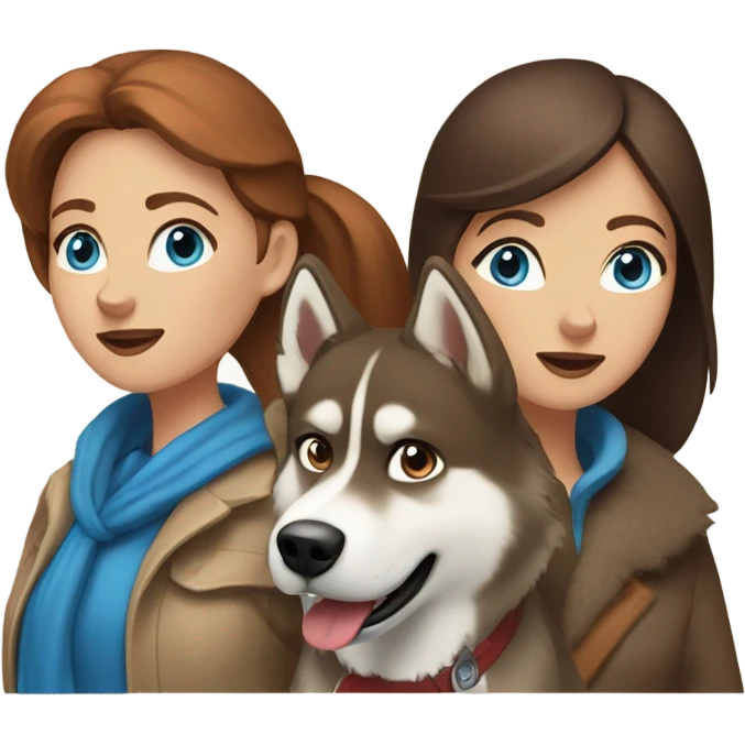 Woman brown hair blue eyes with Husky Copper beige  emoji