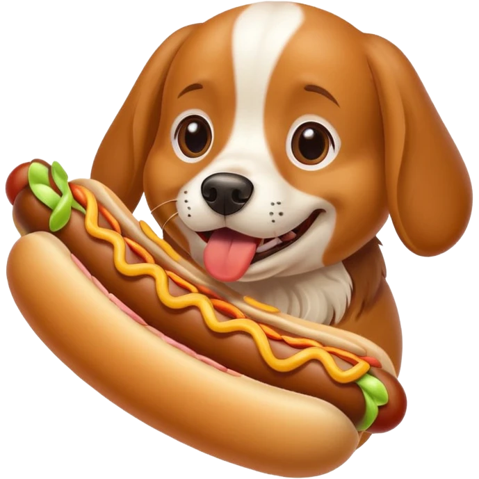 dog eating hotdog emoji