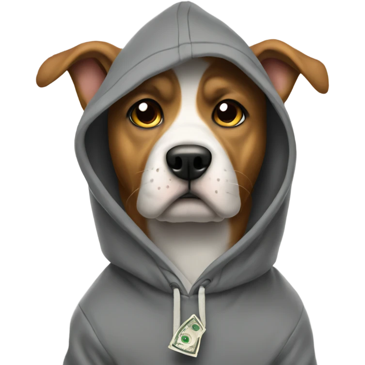 Dog with a hoodie flexing money  emoji