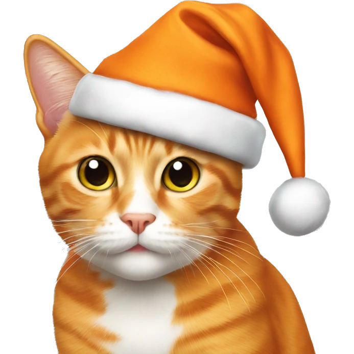 orange cat in christmas hat emoji