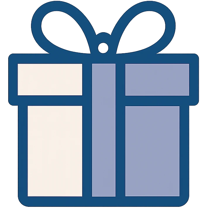 gift icon, simple, modern, clear lines, minimal color, suitable for app or website use emoji