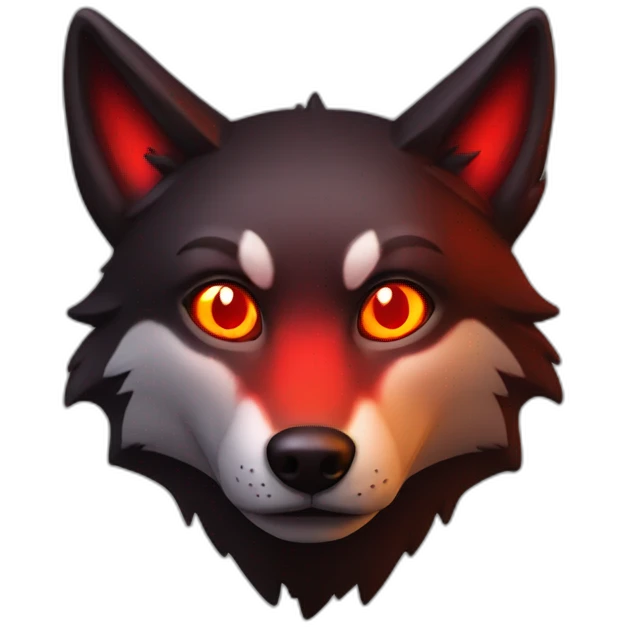 Red black & red wolf, red glowing eyes with fire emoji