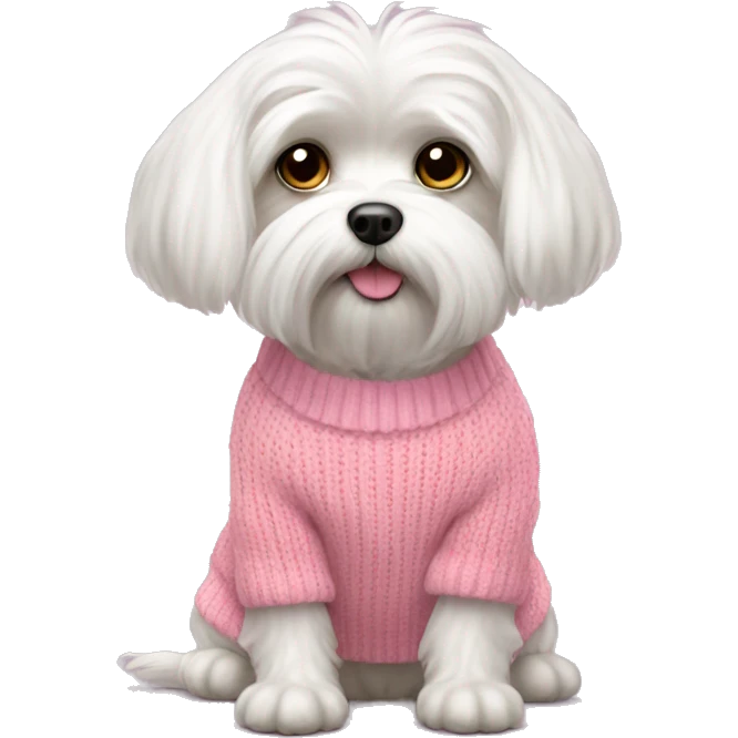 Maltese dog pink sweater emoji