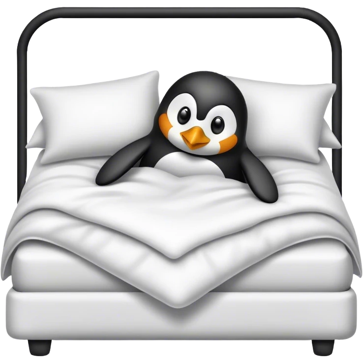 a penguin stealing a bed emoji