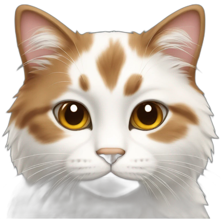 fluffy white and brown cat emoji