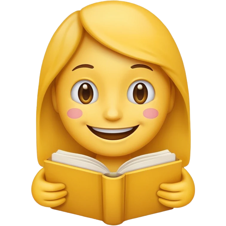 smiling face emoji holding a book emoji