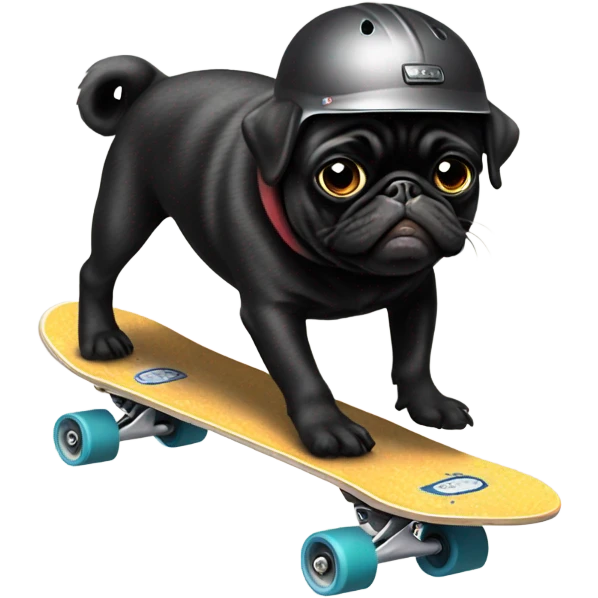 Black pug skating emoji