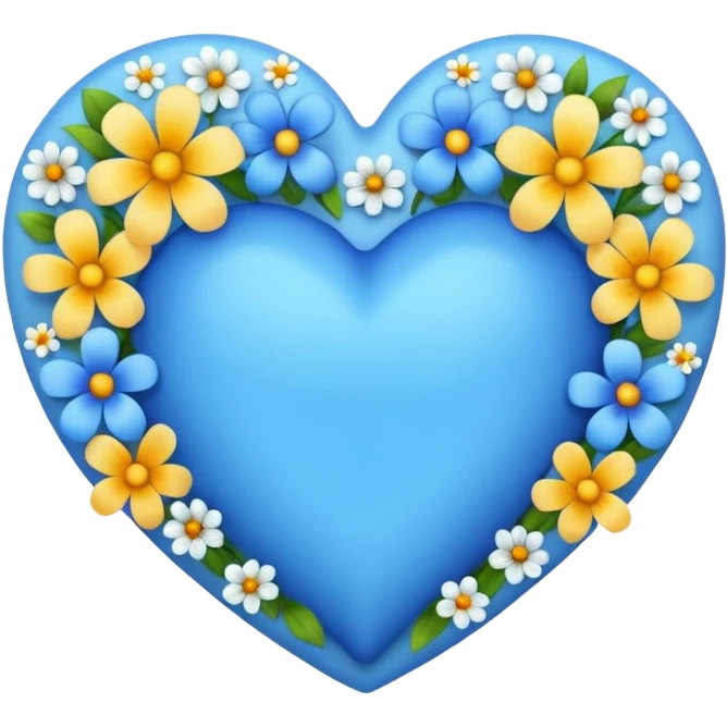 blue heart with flowers emoji