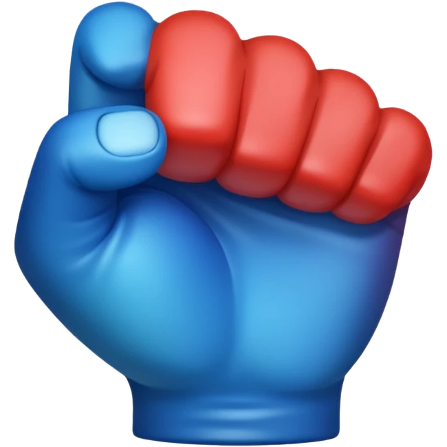Give me a punching emoji with a blue gradient and transparency, No face, just a fist emoji