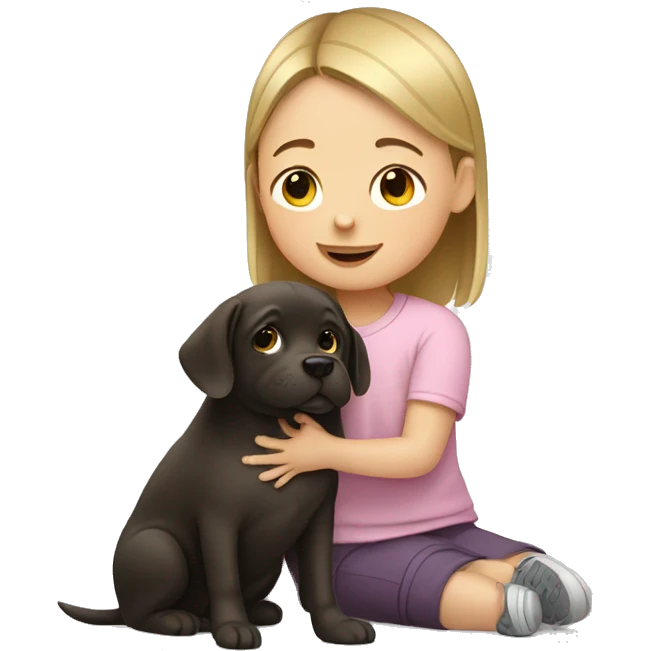 girl with down syndrome petting a dog emoji