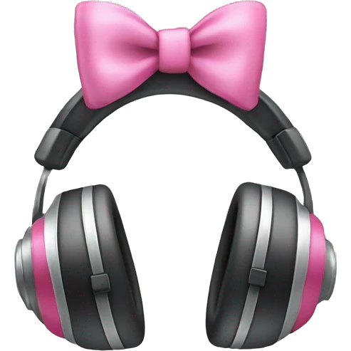Headphone with 2 pink bows emoji
