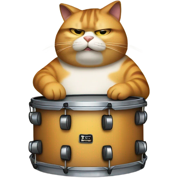 Incredibly fat cat, playing the drums emoji