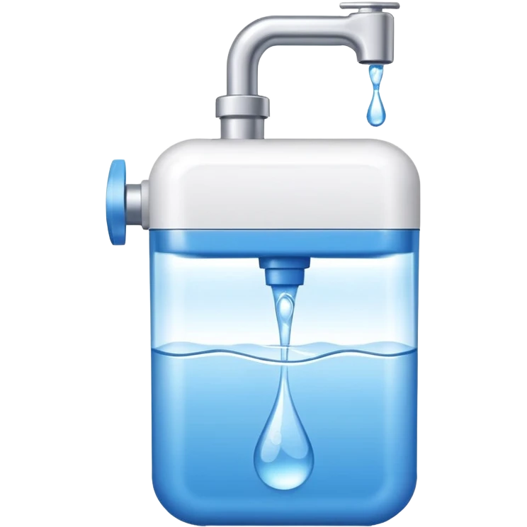 “Flat icon-style emoji of a water purifier with a simple faucet and water droplet, white and blue colors” emoji