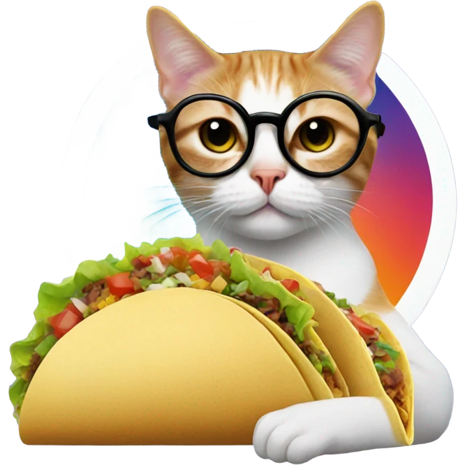 cat with glasses and taco emoji
