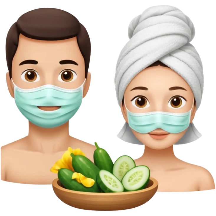 Pareja con tratamiento facial en el spa emoji