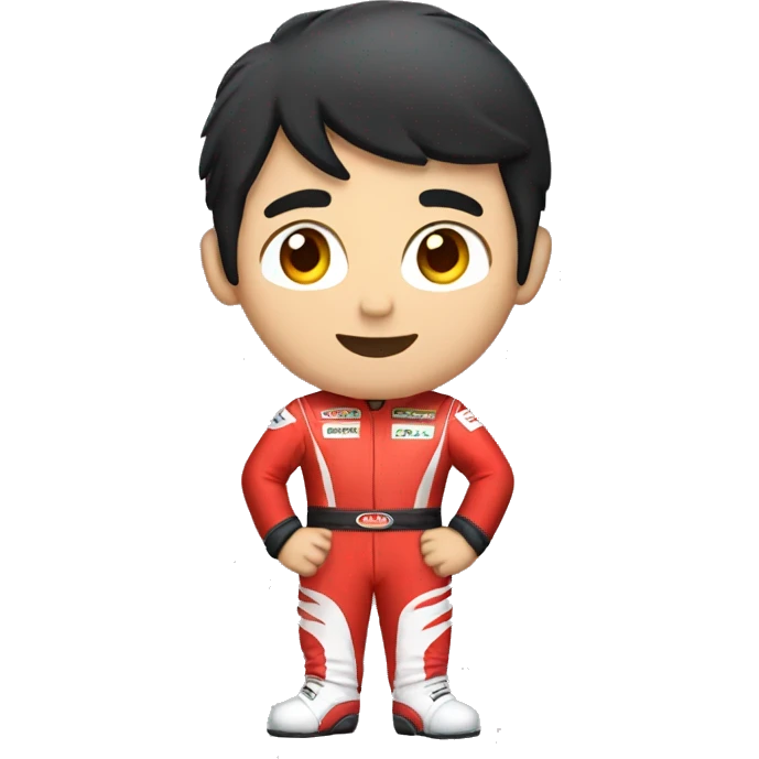 guy in red racing outfit with black hair emoji
