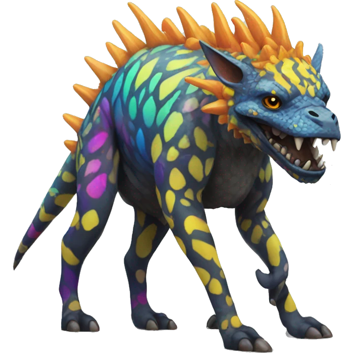 a colorful edgy vernid-fionbri-creature with splash patterns full body emoji