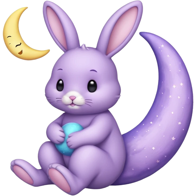 Lavender bunny holding a moon 🌙 🐰 emoji