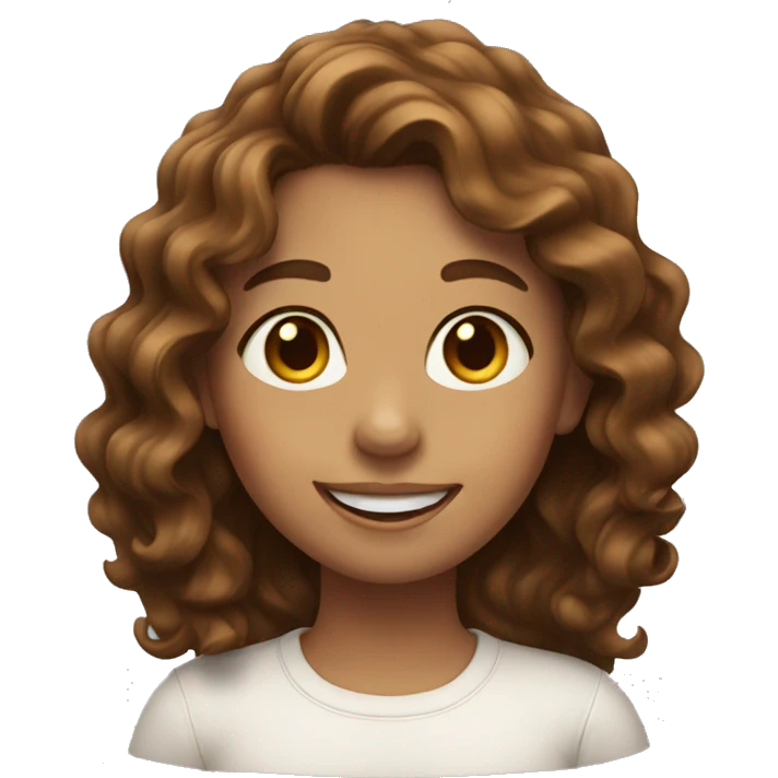 girl with brown wavy hair smiling  emoji