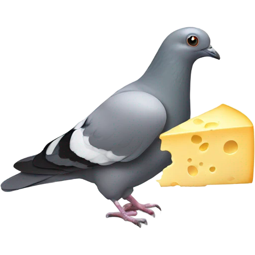 Pigeon eating cheese emoji