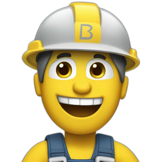 Bob the builder with a banana smile emoji