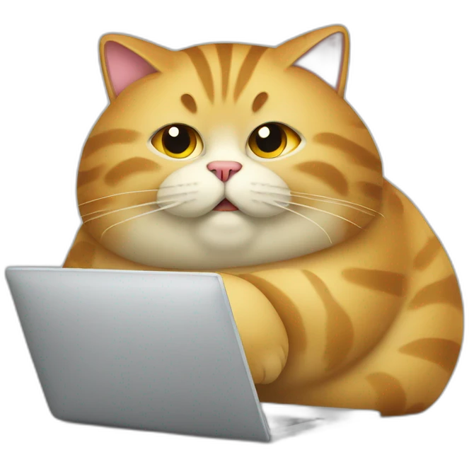 fat cat coding on laptop emoji