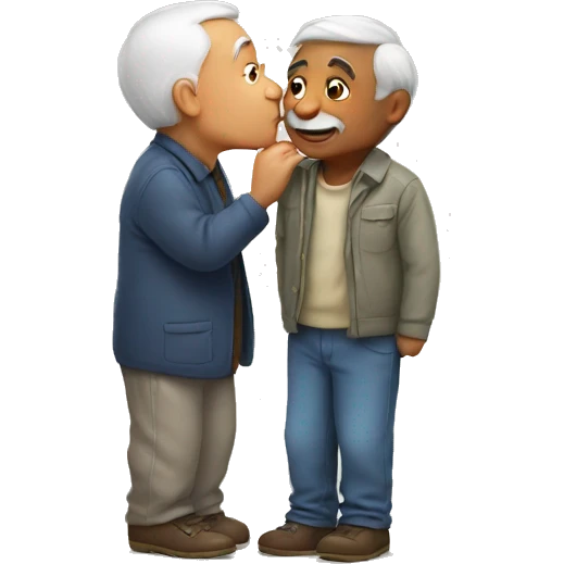 Boy kissing grandpa emoji