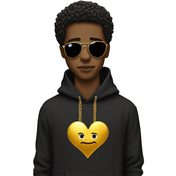 black man heart eyes hoodie gold chain emoji