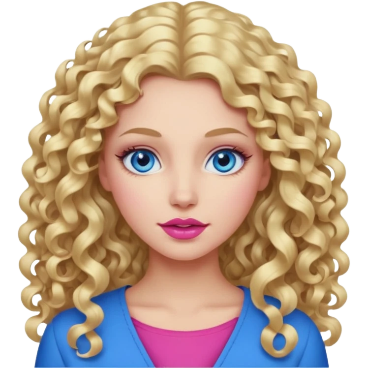 açık tenli  uzun kıvırcık sarı saçlı mavi gözlü   dudak rengi pembe yetişkin kadın sadece yüz emojisi emoji