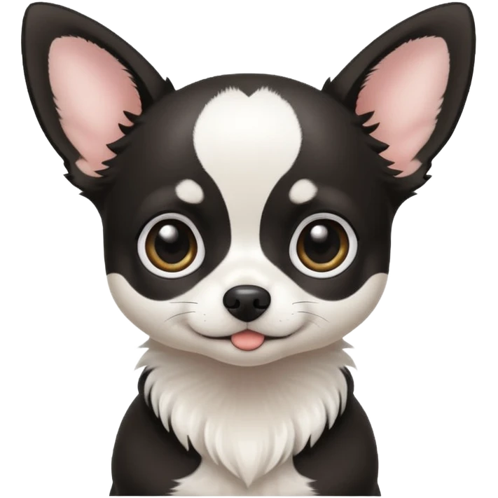 A black and white chihuahua emoji please witha white line on the center of head emoji
