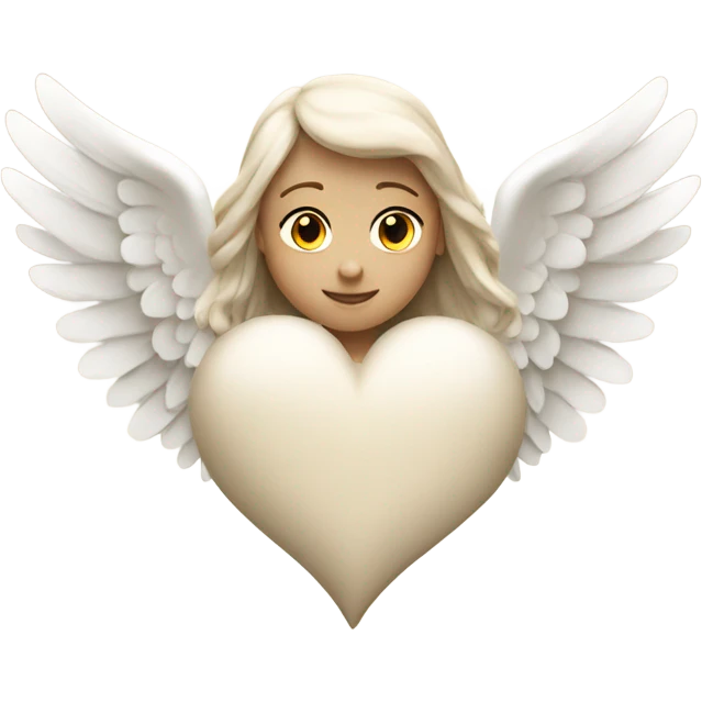 beige heart with white angel wings emoji