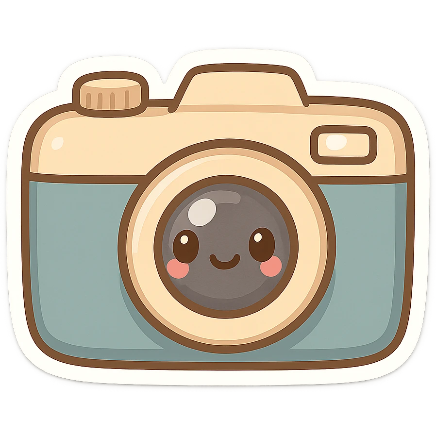 chibi sticker-style camera, cute and exaggerated emoji