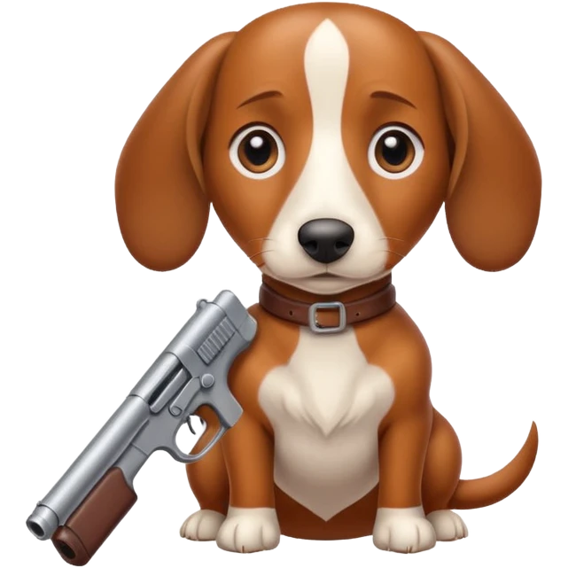 Wiener dog with gun emoji