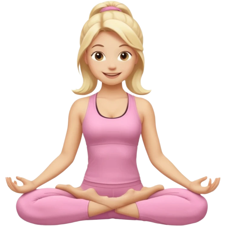 blonde yoga girl light pink clothes n emoji