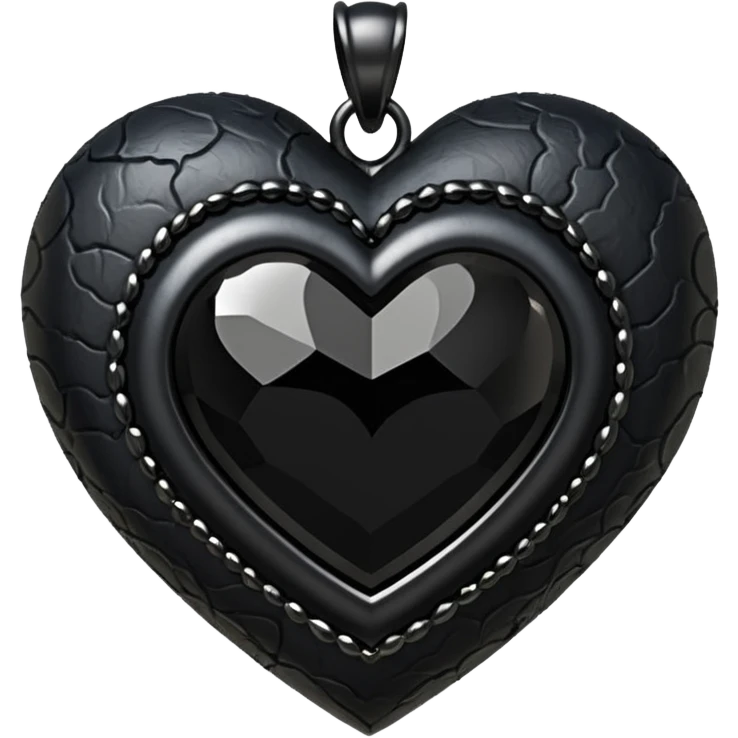 realistic gothic heart with a black crystal pendant emoji