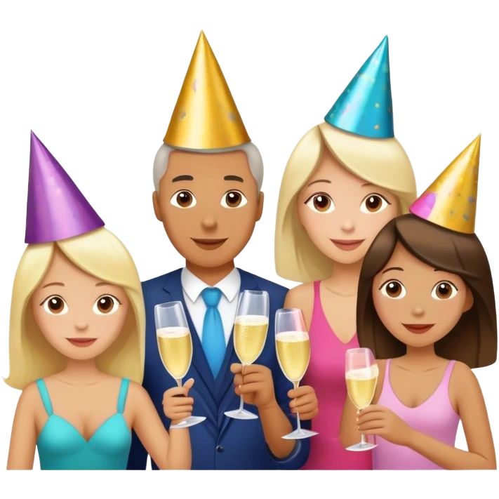 Family mom and dad with daughter and her twinkly sisters emoji