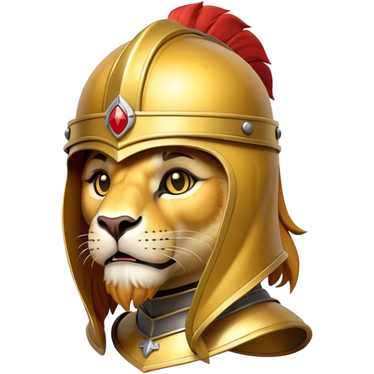 Lion sitting whit full-face closed armet medieval emoji