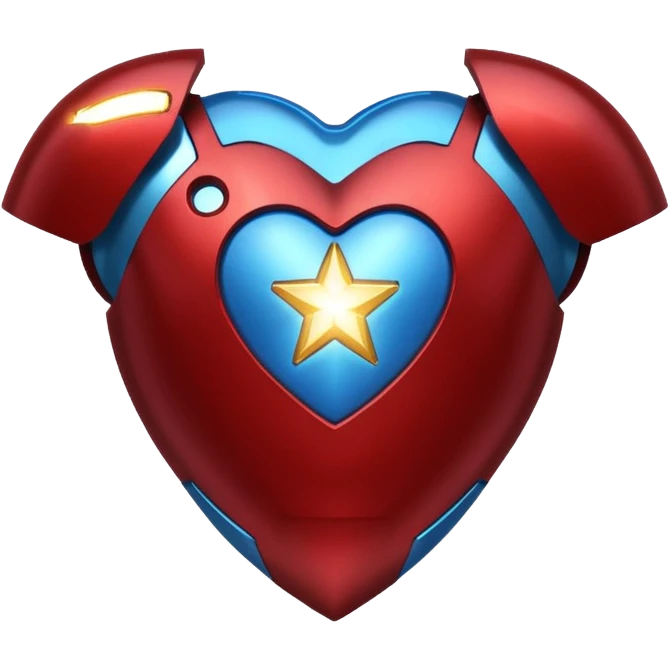 A red Iron Man suit heart with a glowing blue star in the center emoji