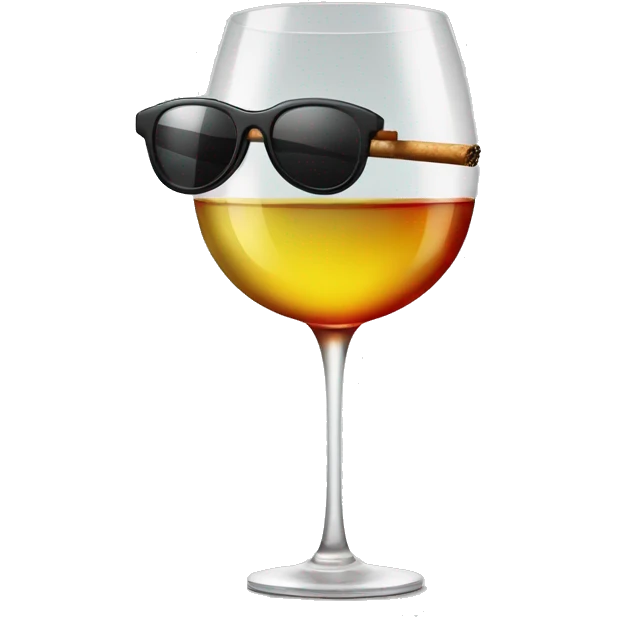Cigarette with a wine glass and sun glasses emoji