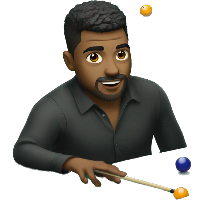 A short haired man playing pool on a pool table  emoji