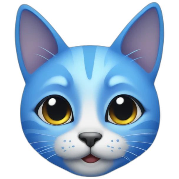 Blue simplistic sketch of a cute cat face emoji