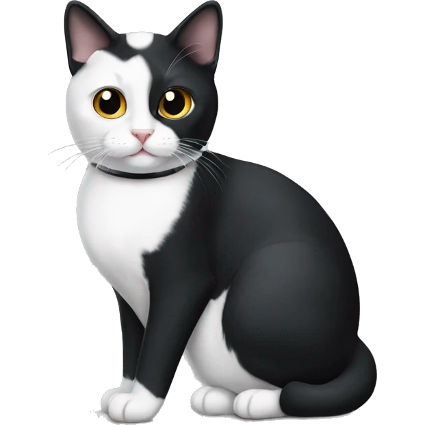 Tuxedo cat with a half white white half black mustache  emoji