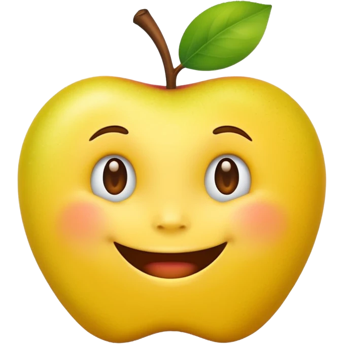 create an apple like yellow emoji that looks teally relaxed and smiles more on one site than another emoji