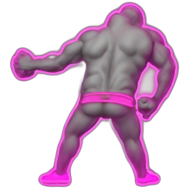 Juicy booty neon sign style man emoji