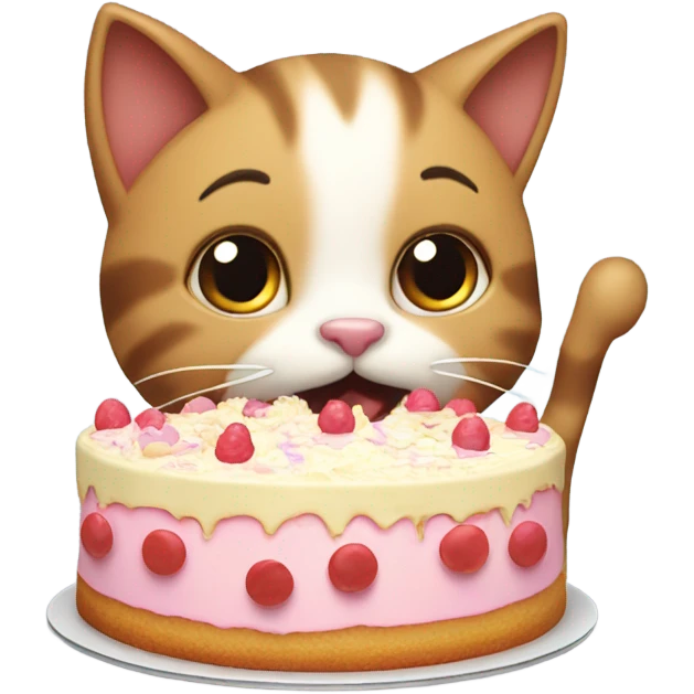 cat eating a cake emoji