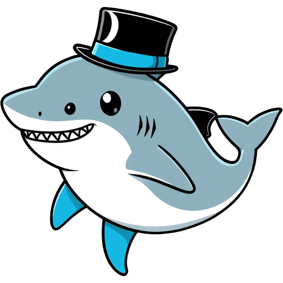 Shark with a top hat emoji